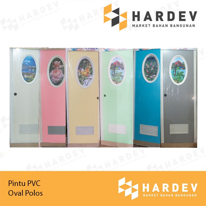 Pintu Kamar Mandi / Pintu PVC (Warna) dengan Kaca Oval