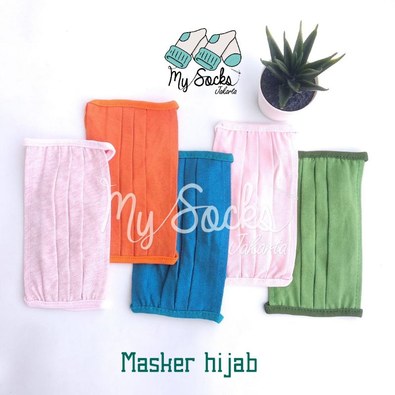 masker kain hijab polos warna
