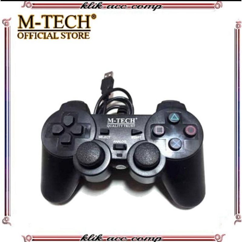 Gamepad Usb Single Mtech/Joystik Pc /Cpu/Stik Laptop Ps Getar Hitam original m tech