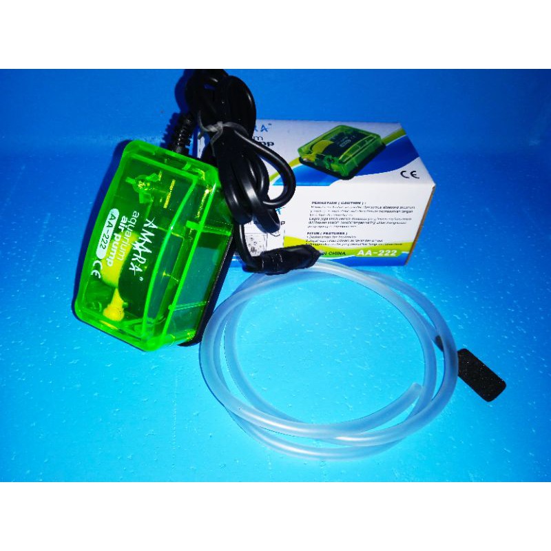 AERATOR PUMP POMPA GELEMBUNG AIR AQUARIUM AMARA AA-222/AA-333 PLUS SELANG/BATU GELEMBUNG