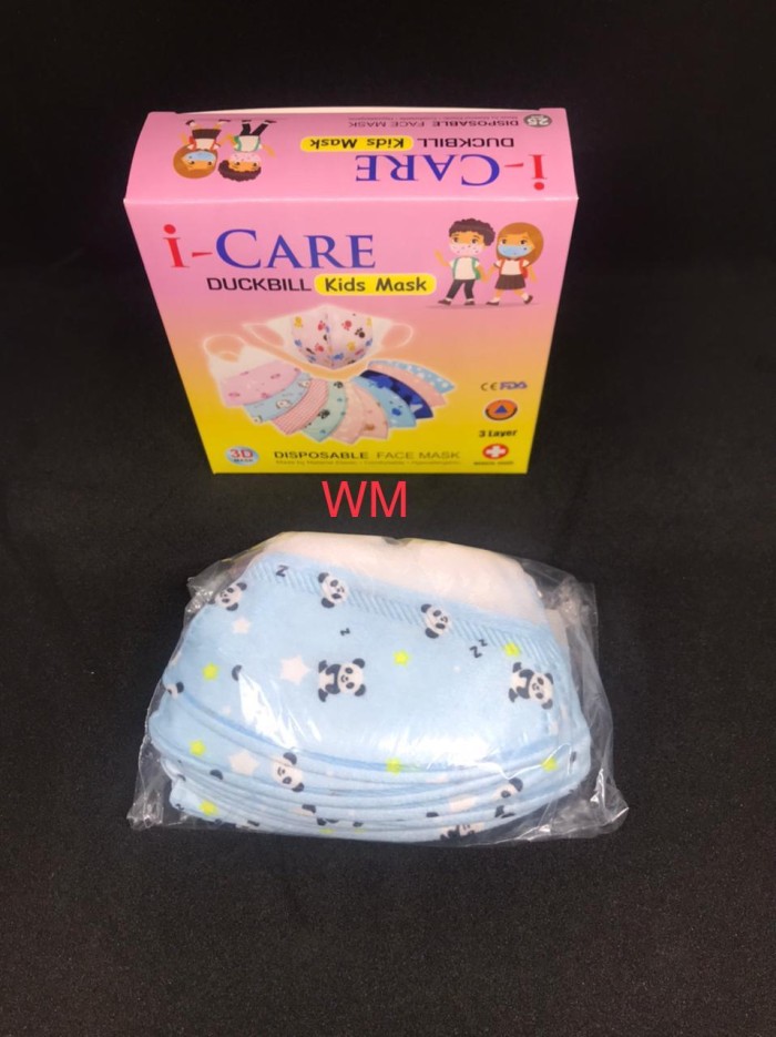 Masker Anak 3ply Duckbill KN95 Chasa Utk 0-8 thn Per 25 pcs dpt plastik - Biru panda