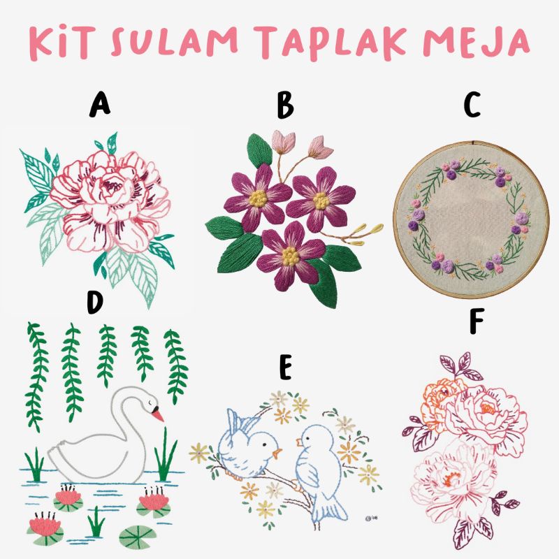 Paket sulam taplak meja pemula/Kit sulam taplak meja tugas sekolah/taplak meja murah/menyulam taplak