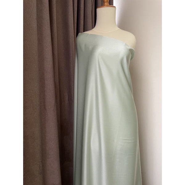 Bahan Satin Saten Maxmara Silk Lux Premium Meteran Mewah Warna Hijau Mint Min