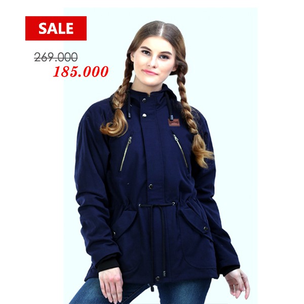 Jaket Parka Canvas Premium Wanita - Navy Biru Dongker - 100% Original GEEARSY Bandung