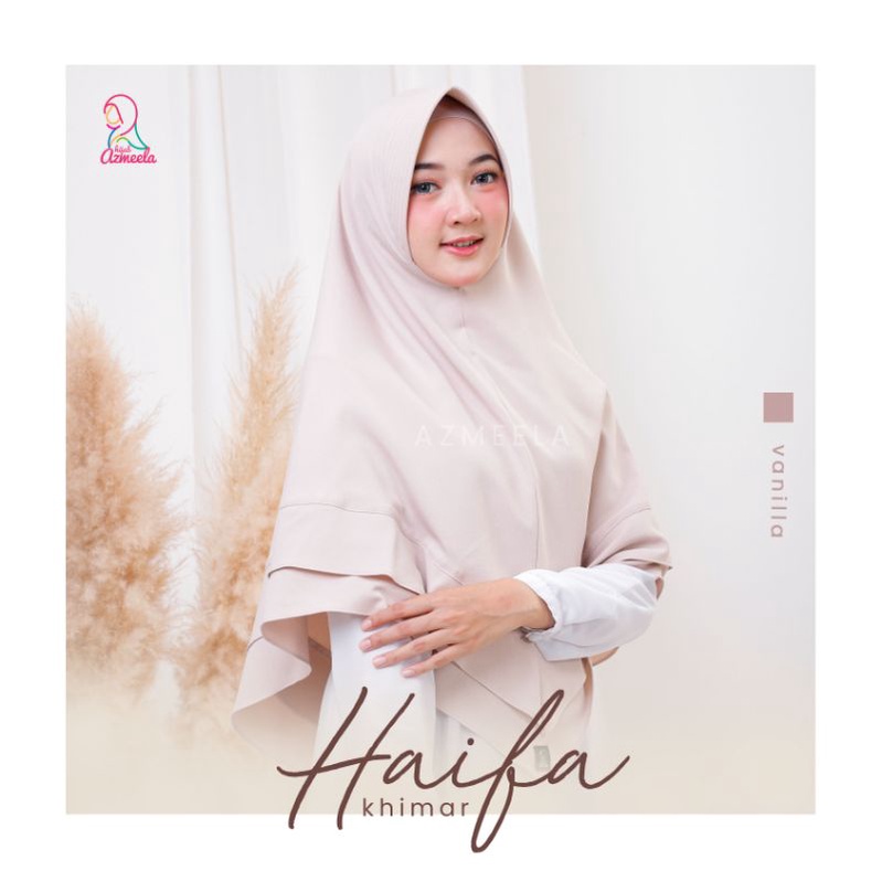 Haifa Khimar by Azmeela hijab instant simple syar'i Zara crepe pad-Vanilla