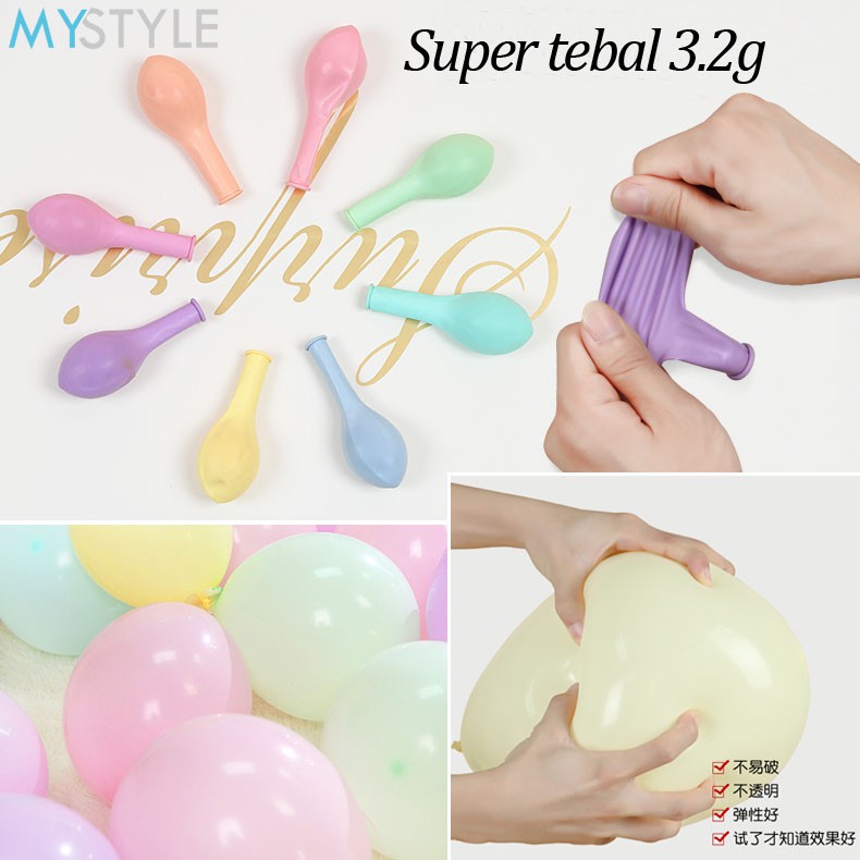 BALON LATEX PASTEL 12 INCH MACARAON320 (1 PACK = 100 PCS) ISI 1 WARNA