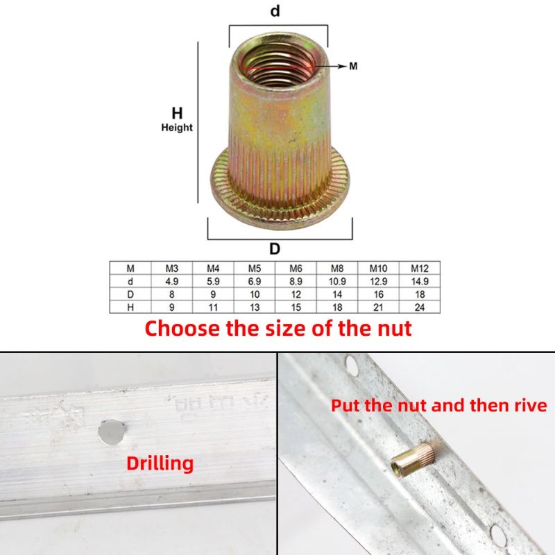 Set Kumplit Adapter Hand Rivet Nut Gun Manual Riveter Tang Rivet Baut