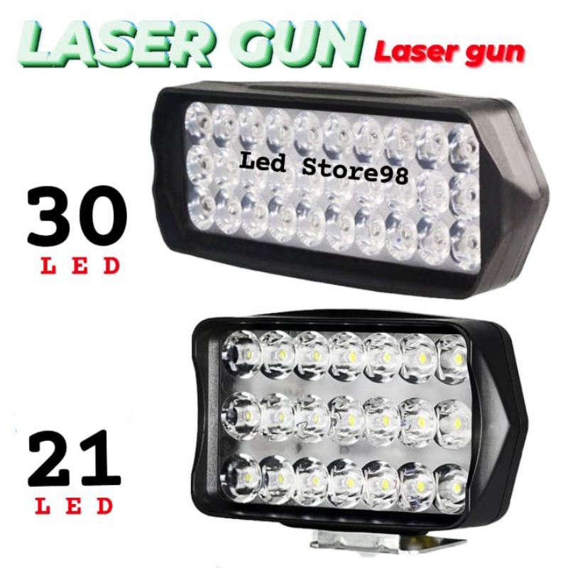 LAMPU LED SOROT LASER GUN 21-30 MATA 12 VOLT