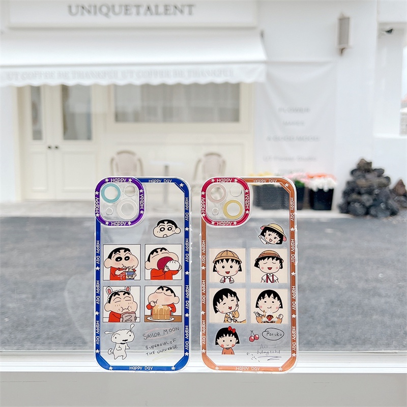Case Motif Crayon Shin-chan Dan Maruko Untuk iPhone 11 12 13 Pro MAX X XR XS MAX 7 8 Plus