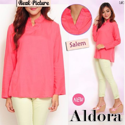 [Blouse Aldora SW] pakaian wanita blouse warna salem lengan panjang