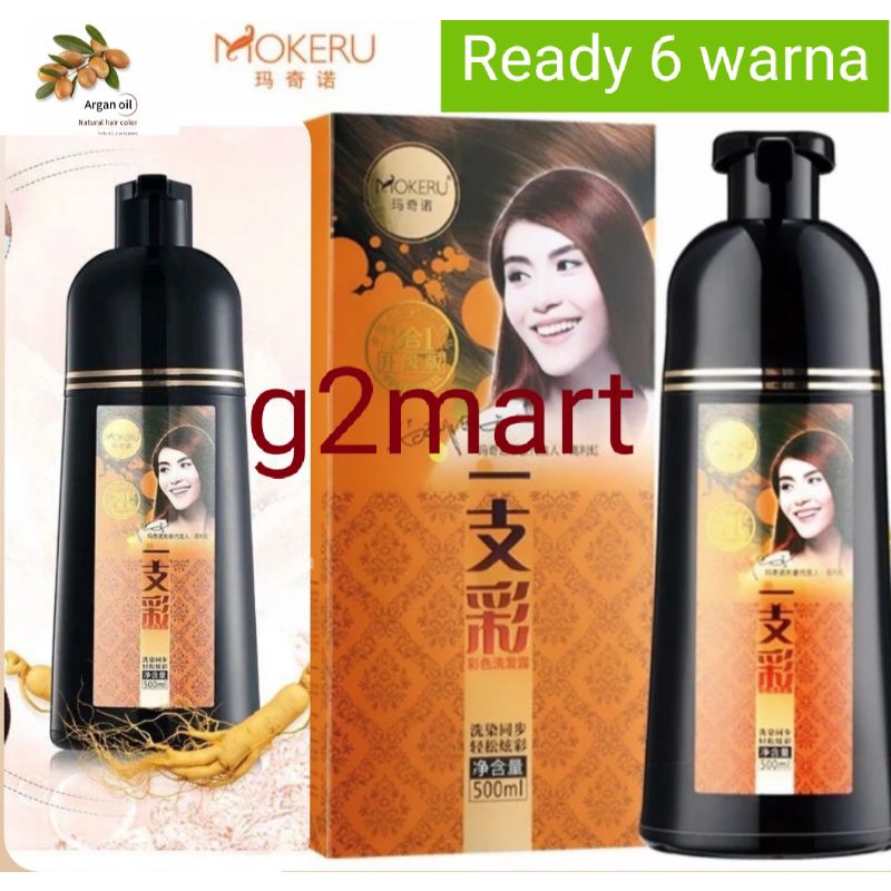 Original MOKERU Shampoo Herbal Pewarna Rambut Alami 500ml