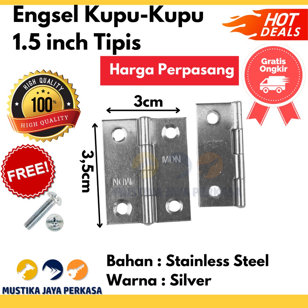 Engsel Kupu Kupu Tipis Engsel Tipis Besi 1.5 inch 2 inch - Gomeo MDN