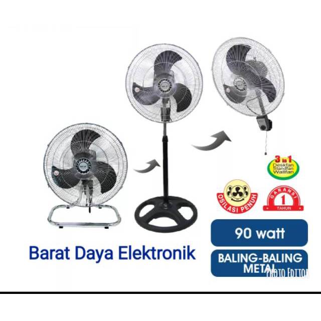 SEKAI Kipas Angin Tornado Stand Fan/Desk Fan/Wall Fan 3IN1 18&quot; IST1851 - Hitam Silver