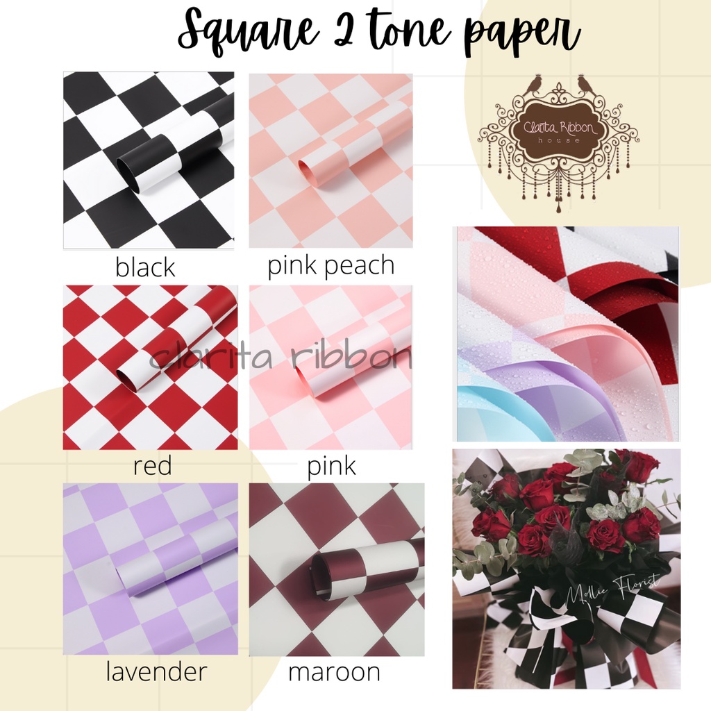 Kertas Buket square cellophane paper/ kertas buket bunga catur