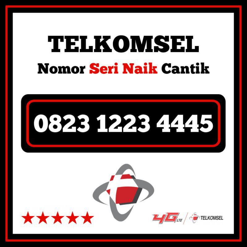 NOMOR CANTIK TELKOMSEL AS 4G LTE MURAH 0823 , KARTU PERDANA NOMOR CANTIK AS SERI NAIK 1223 4500/4445