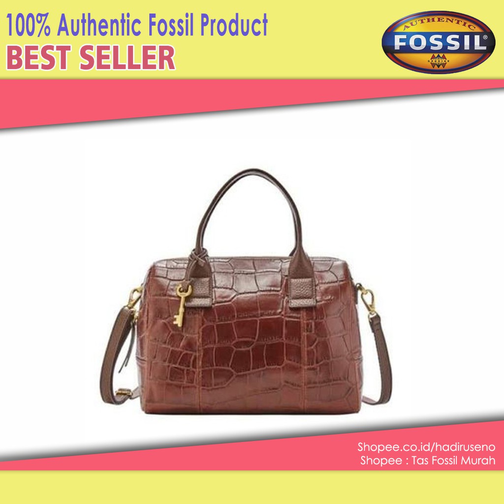 Tas Fossil Sydney Satchel Croco Brown