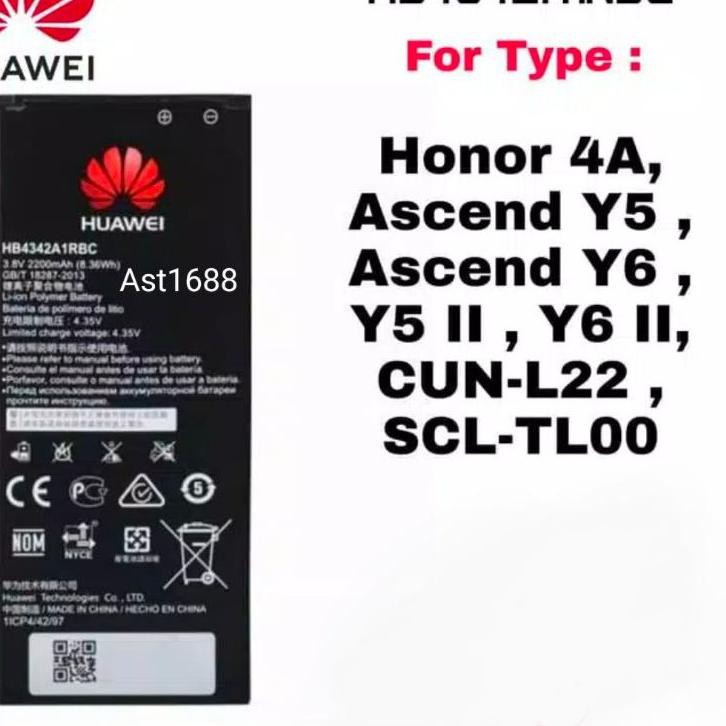 [⚠️jual✔️] Baterai Huawei HB4342A1RBC for Honor 4A / Y5 / Y6 / Y5ii / Y6ii Model Original