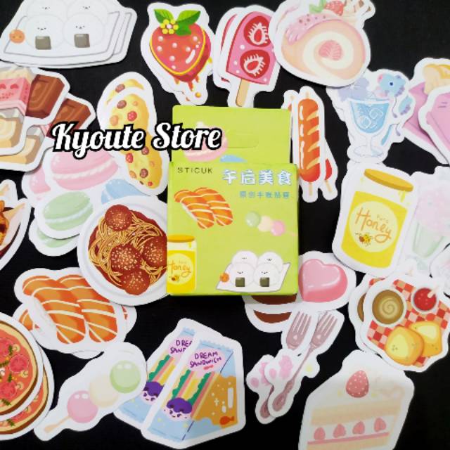 

45 pcs Sticker Deco Fancy Food Scrapbook DIY Bujo Planner Diary Sekolah