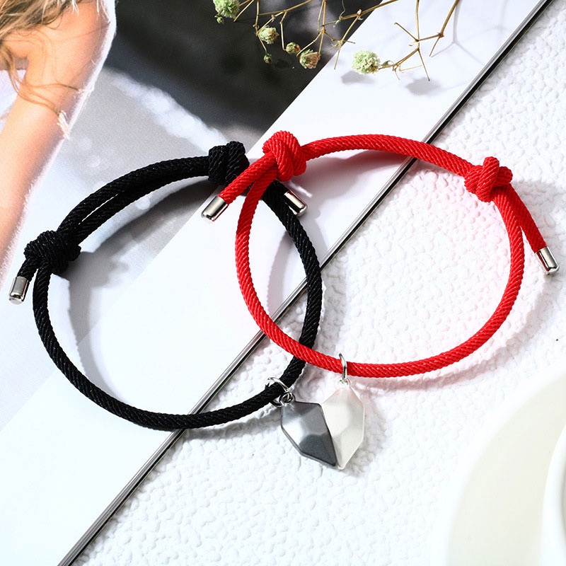 Baru Hitam Dan Putih Cinta Berharap Batu Pasangan Gelang Jahitan Magnetik Gelang Dikepang coolcolor