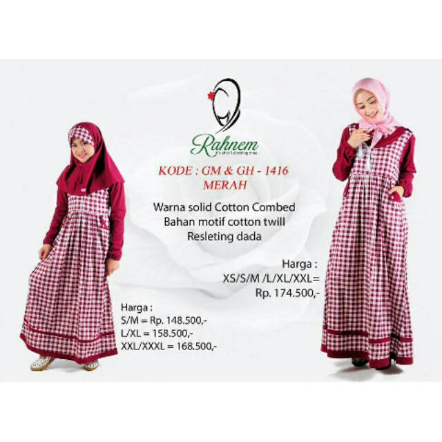 Gamis Rahnem Couple Ibu & Anak GM 1416 & GH 1416/ Distributor Rahnem/Baju Murah/Model Baru/Dress
