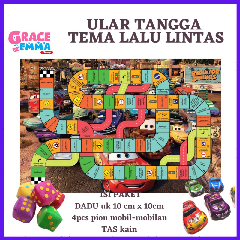 ULAR TANGGA JUMBO TEMA LALU LINTAS MAINAN ANAK LAKI LAKI FREE BANTAL