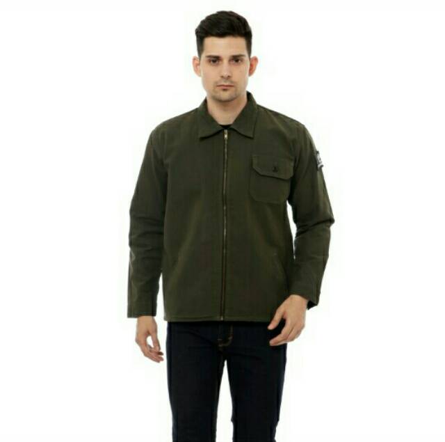 Jaket Semi Parka Zip Hijau Army