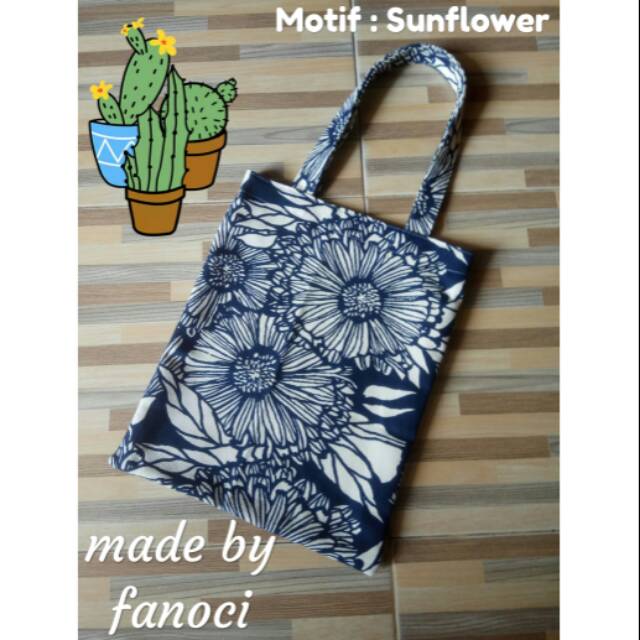 

Totebag/Goodie Bag motif Sunflower Navy