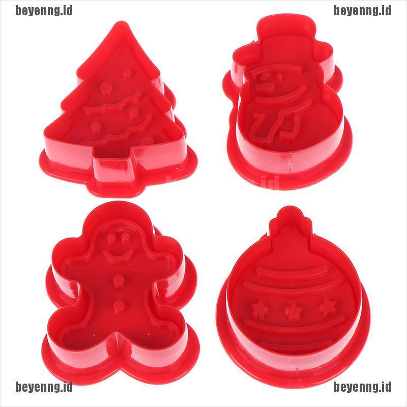 Bey 4pcs / set Cetakan Kue / Biskuit / Cookies 3d diy Untuk Natal