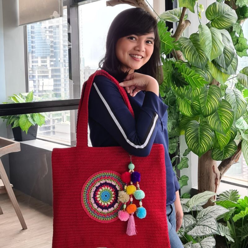 La Lumiere Earthy Series - Red - Tas Rajut