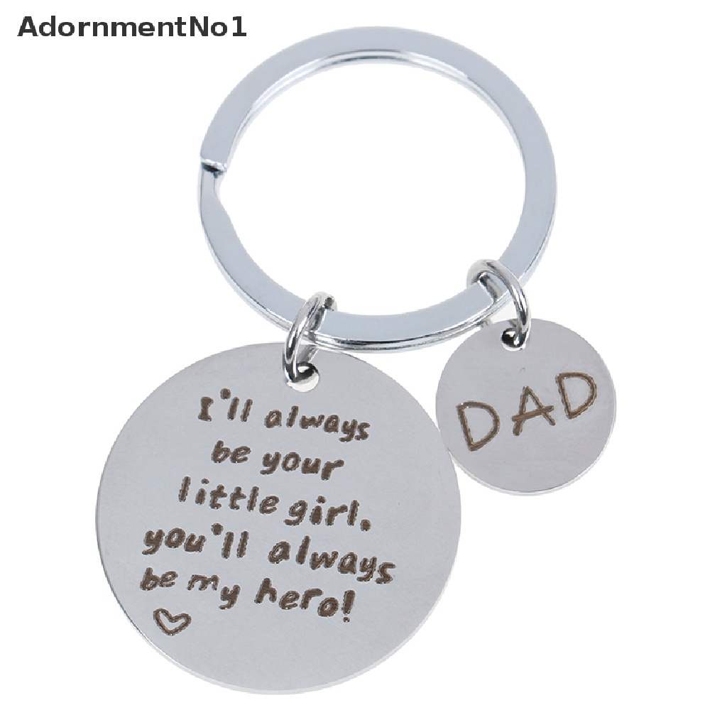 (AdornmentNo1) Gantungan Kunci Stainless Steel Motif Tulisan You Will Always Be My Hero Untuk Hadiah Hari Ayah