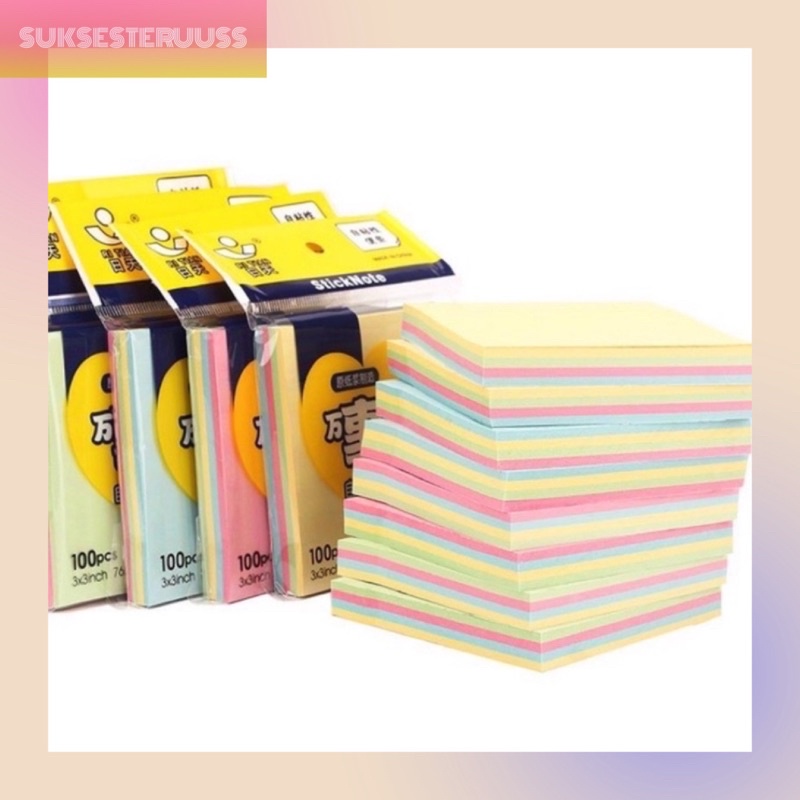 

Memo Stick / Sticky Note / Kertas Memo Polos 4 warna