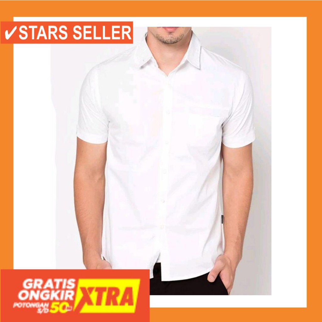 BAJU COWOK BUAT KERJA KULIAH BATIK ALISAN MURAH / Baju formal pendek putih polos | Kemeja formal