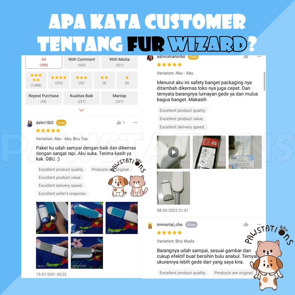 2 in 1 Sikat Pembersih Bulu Kucing / Anjing Furwizard Pet Hair Remover / Alat Pembersih Bulu Kucing &amp; Anjing