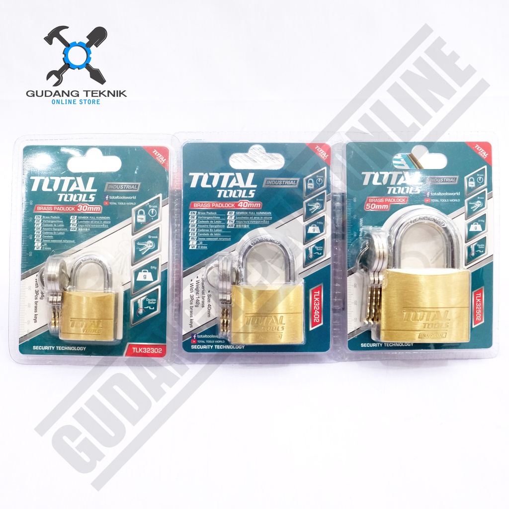 Gembok Kuning 30mm 40mm 50mm 60mm TOTAL / Kunci Gembok Heavy Duty Brass Padlock TOTAL