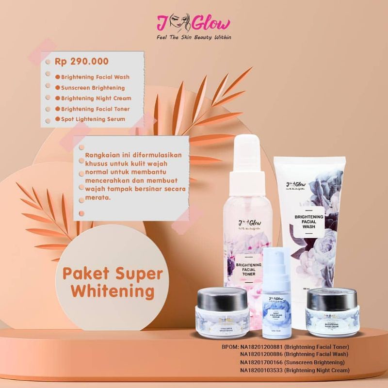 jglow skincare paket super whithening paket whitening  skincare bpom
