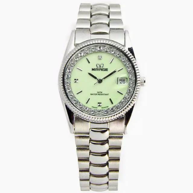 Mirage Original 1579 Glow in the Dark Jam Tangan Elegant Wanita Rantai Stainless Steel Anti Air