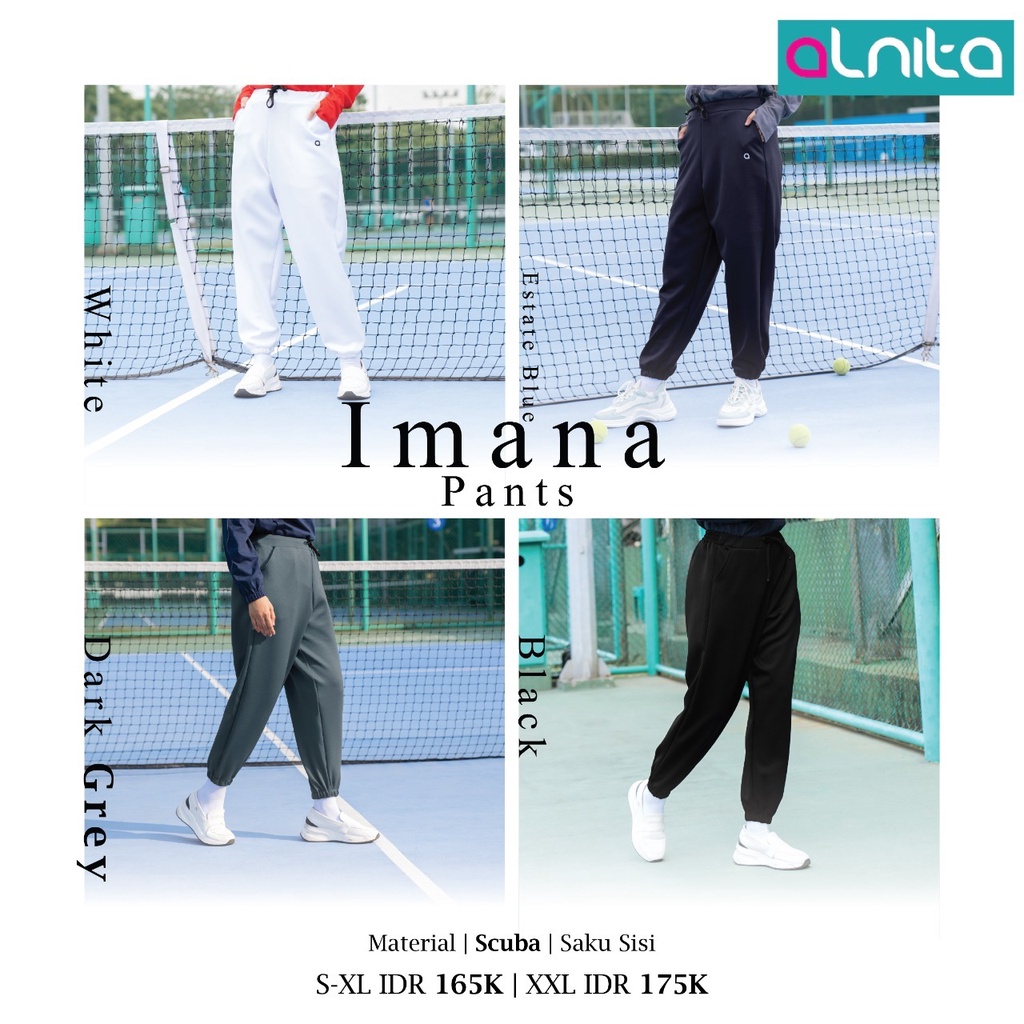 Alnita Celana Olahraga IMANA PANTS Bahan Scuba Bawahan Muslimah s=Simpel New Collection bisa COD