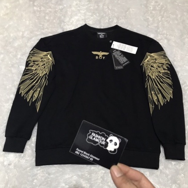 BOY18 SWEATER SET JOGGER BOY LONDON BORDIR GOLD WINGS GOLD IMPORT PRIA WANITA ASIA EROPA KOREA