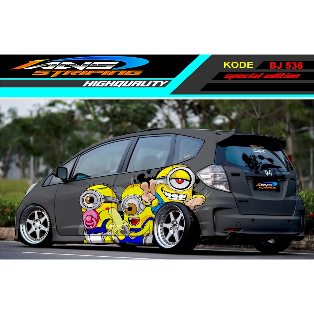 STICKER VARIASI MOBIL JAZZ MINION / DECAL STICKER MOBIL BRIO AGYA AYLA SWIFT SIGRA / STIKER TERBARU