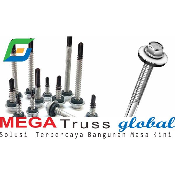 Jual Skrup Atap Spandek Putih Baut Drilling Roofing Sds X Material Bahan Bangunan