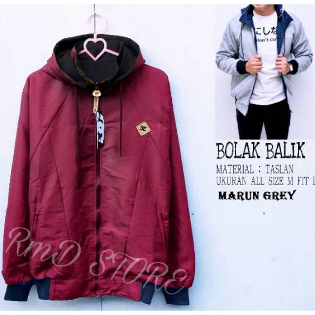 JAKET AA BOLAK - BALIK MARUN - GREY / JAKET 2IN1 MARUN - GREY