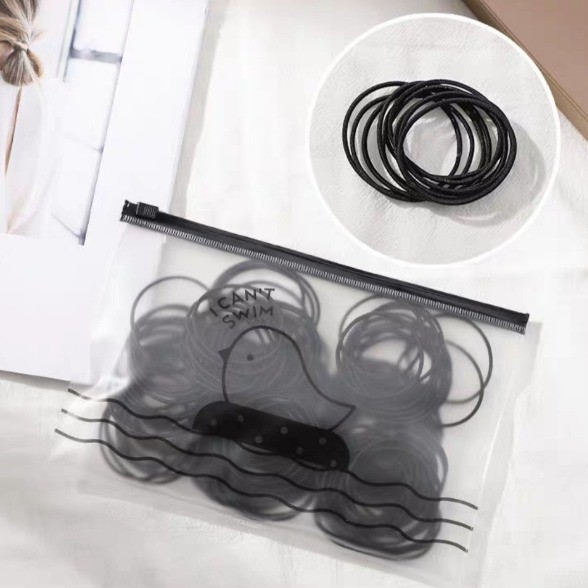 OSM JKT - F705 Ikat Rambut Karet Polos Elastis Gaya Korea / Karet Gelang / Kuciran Rambut Wanita 100-Hitam