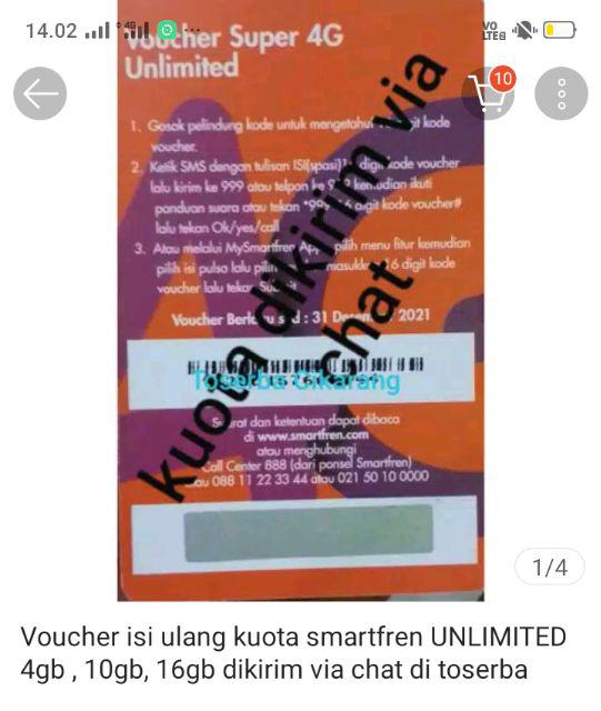 Voucher Isi Ulang Kuota Smartfren Unlimited 4gb 10gb 16gb Dikirim Via Chat Di Toserba Cikarang Shopee Indonesia