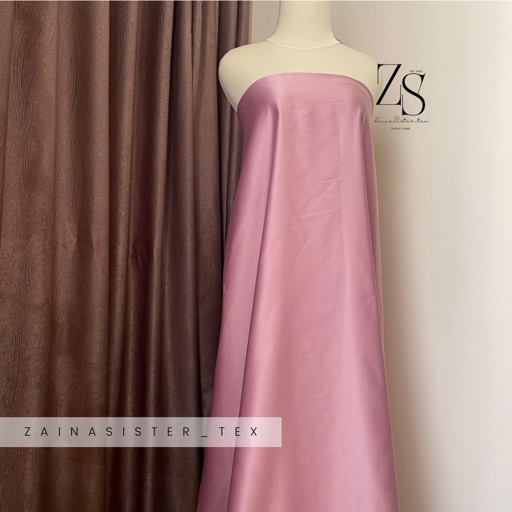 Bahan Kain Satin Saten Bridal Pengantin Duces Dutches Deutchess Deuchesse Meteran Premium Quality Warna Sage Green Hijau Pink Rosegold Ungu Lilac