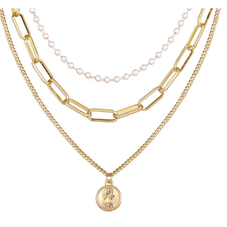 BYSTESI Pearl Chain Roman Necklace | Kalung Wanita Mutiara Vintage-2