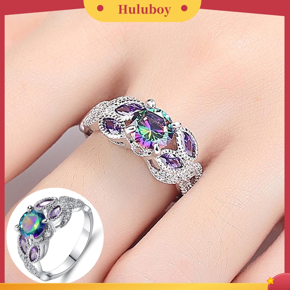Hu Hu Hu Hu Hu Alat Bantu Pasang Kacamata♡ Cincin Lapis Silver Dengan Berlian Imitasi Warna-Warni Gaya Eropa Untuk Wanita