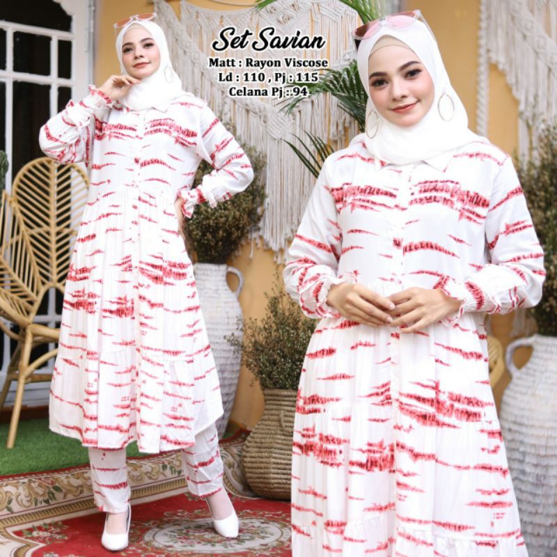 Gamis SET SAVIAN MODEL CELANA/terbaru/baju kekinian