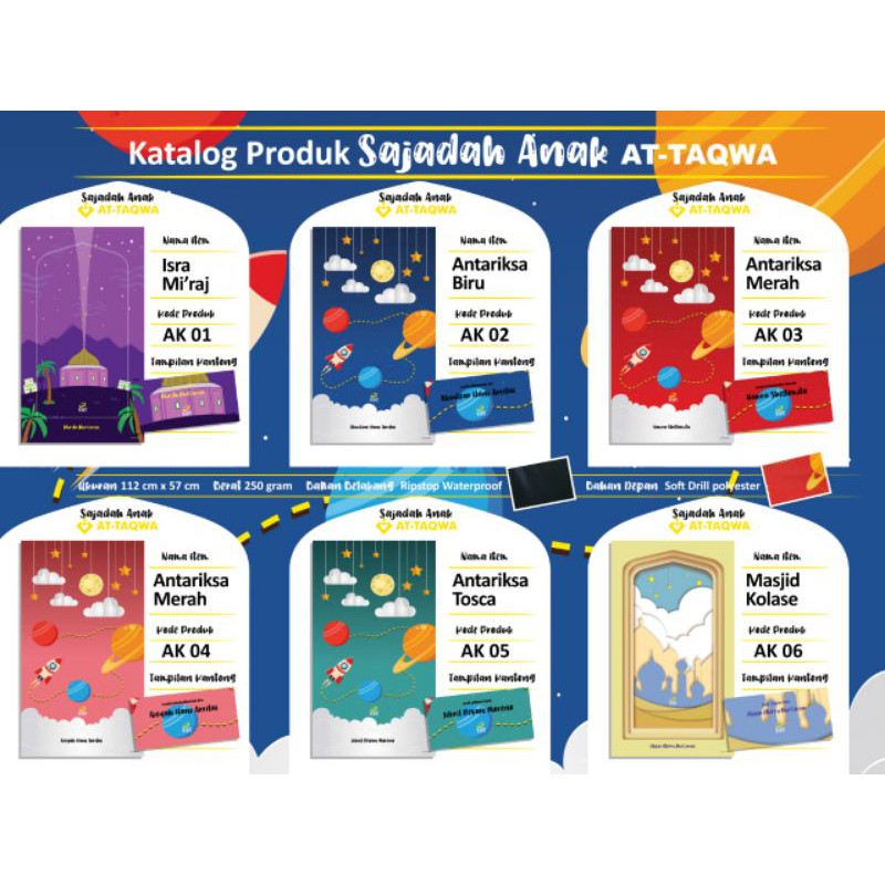 Sajadah anak Attaqwa/ sajadah lipat / sajadah travel free tasbih digital