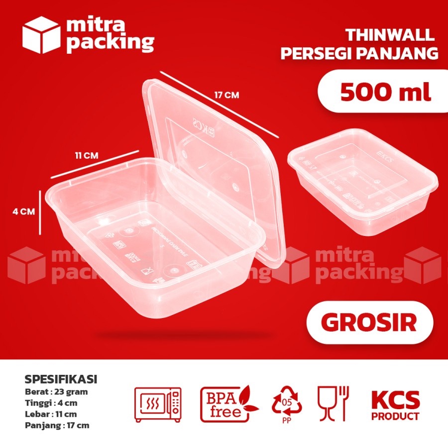 Thinwall 500ml | Kotak Makan Plastik 500ml | Thin Wall 500ml GROSIR