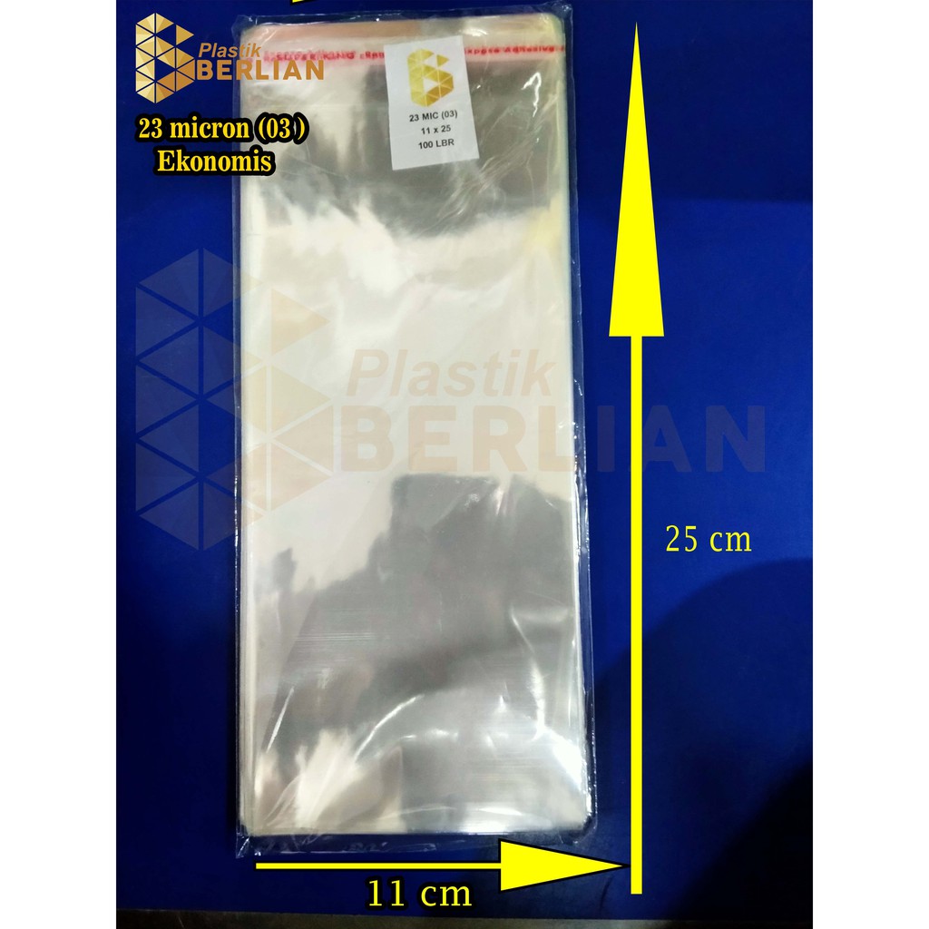 

11 x 25 cm Plastik OPP EKONOMIS 23micron (100 lbr) (lem/seal)